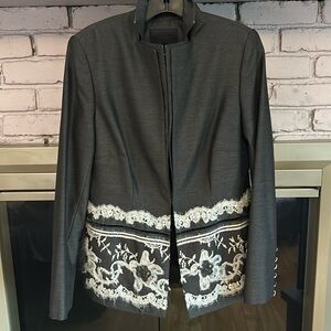 Zang Toi Blazer and Skirt Medium Wool/Charcoal Gray Blazer